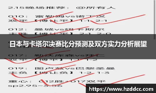 日本与卡塔尔决赛比分预测及双方实力分析展望